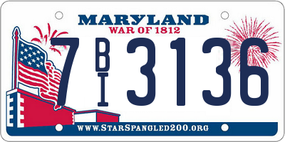 MD license plate 7BI3136