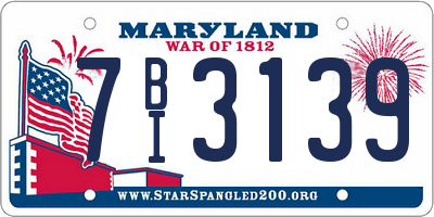 MD license plate 7BI3139