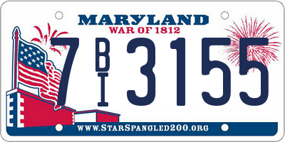 MD license plate 7BI3155