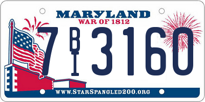 MD license plate 7BI3160
