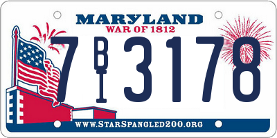 MD license plate 7BI3178