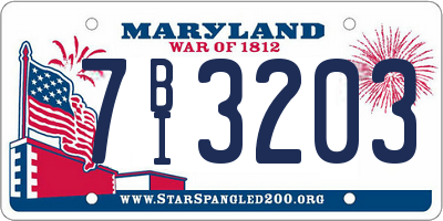 MD license plate 7BI3203