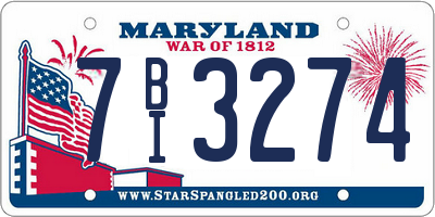 MD license plate 7BI3274