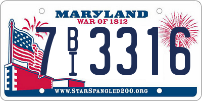 MD license plate 7BI3316