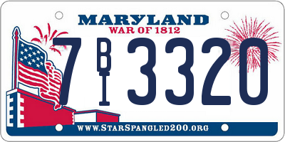 MD license plate 7BI3320