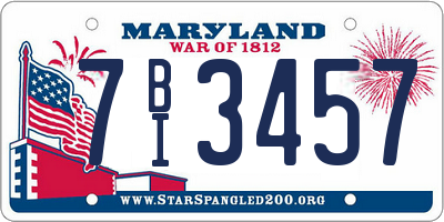MD license plate 7BI3457
