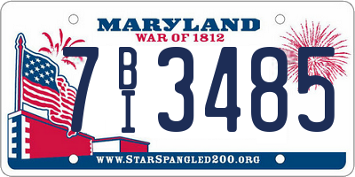 MD license plate 7BI3485