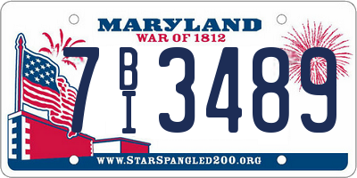 MD license plate 7BI3489