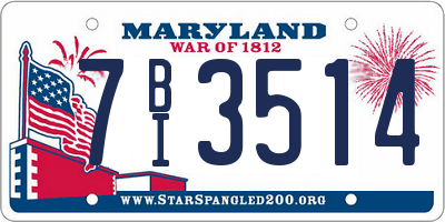 MD license plate 7BI3514