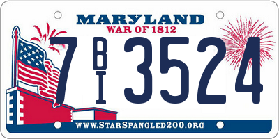 MD license plate 7BI3524