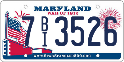 MD license plate 7BI3526