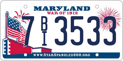MD license plate 7BI3533