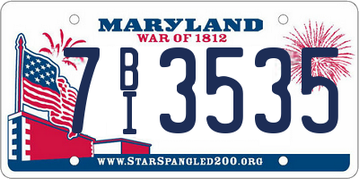 MD license plate 7BI3535