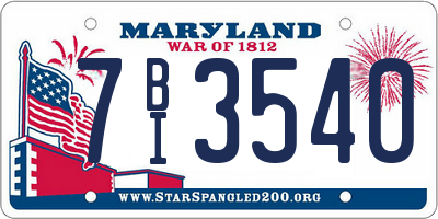 MD license plate 7BI3540