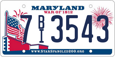MD license plate 7BI3543