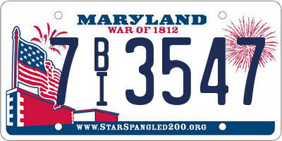MD license plate 7BI3547