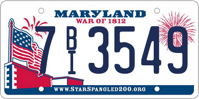 MD license plate 7BI3549