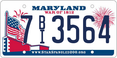 MD license plate 7BI3564