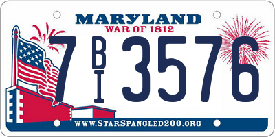 MD license plate 7BI3576