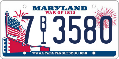 MD license plate 7BI3580