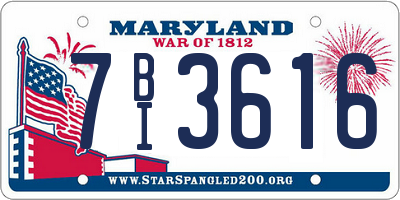MD license plate 7BI3616