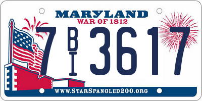MD license plate 7BI3617