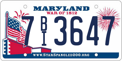 MD license plate 7BI3647