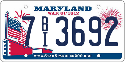 MD license plate 7BI3692
