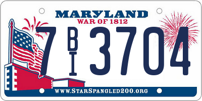MD license plate 7BI3704