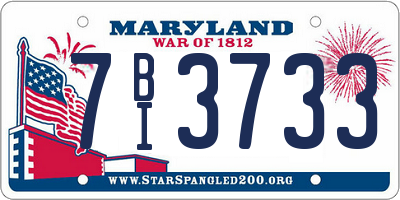 MD license plate 7BI3733