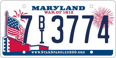 MD license plate 7BI3774