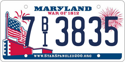 MD license plate 7BI3835