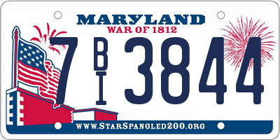 MD license plate 7BI3844