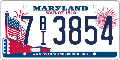 MD license plate 7BI3854