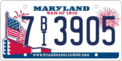 MD license plate 7BI3905