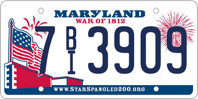 MD license plate 7BI3909