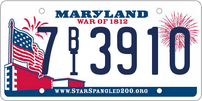 MD license plate 7BI3910