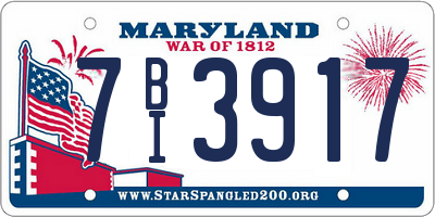 MD license plate 7BI3917