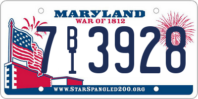 MD license plate 7BI3928