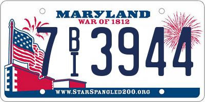 MD license plate 7BI3944