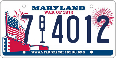 MD license plate 7BI4012