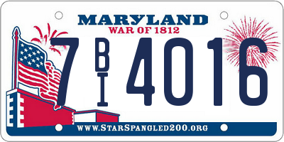 MD license plate 7BI4016