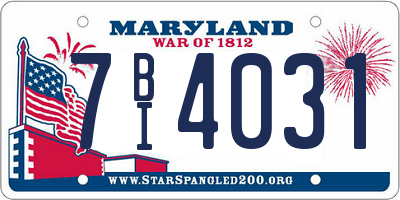 MD license plate 7BI4031