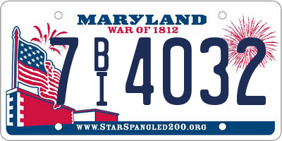 MD license plate 7BI4032