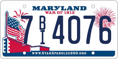 MD license plate 7BI4076