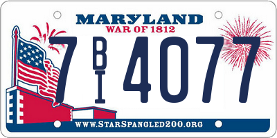 MD license plate 7BI4077
