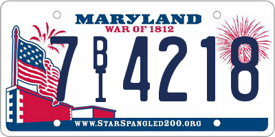 MD license plate 7BI4218