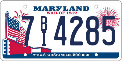 MD license plate 7BI4285