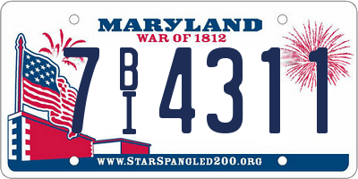 MD license plate 7BI4311