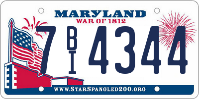 MD license plate 7BI4344